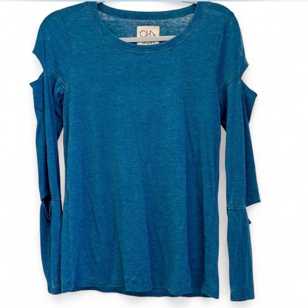 NWOT CHASER  Teal Long Sleeve Top with Cut-Outs - Picture 2 of 6